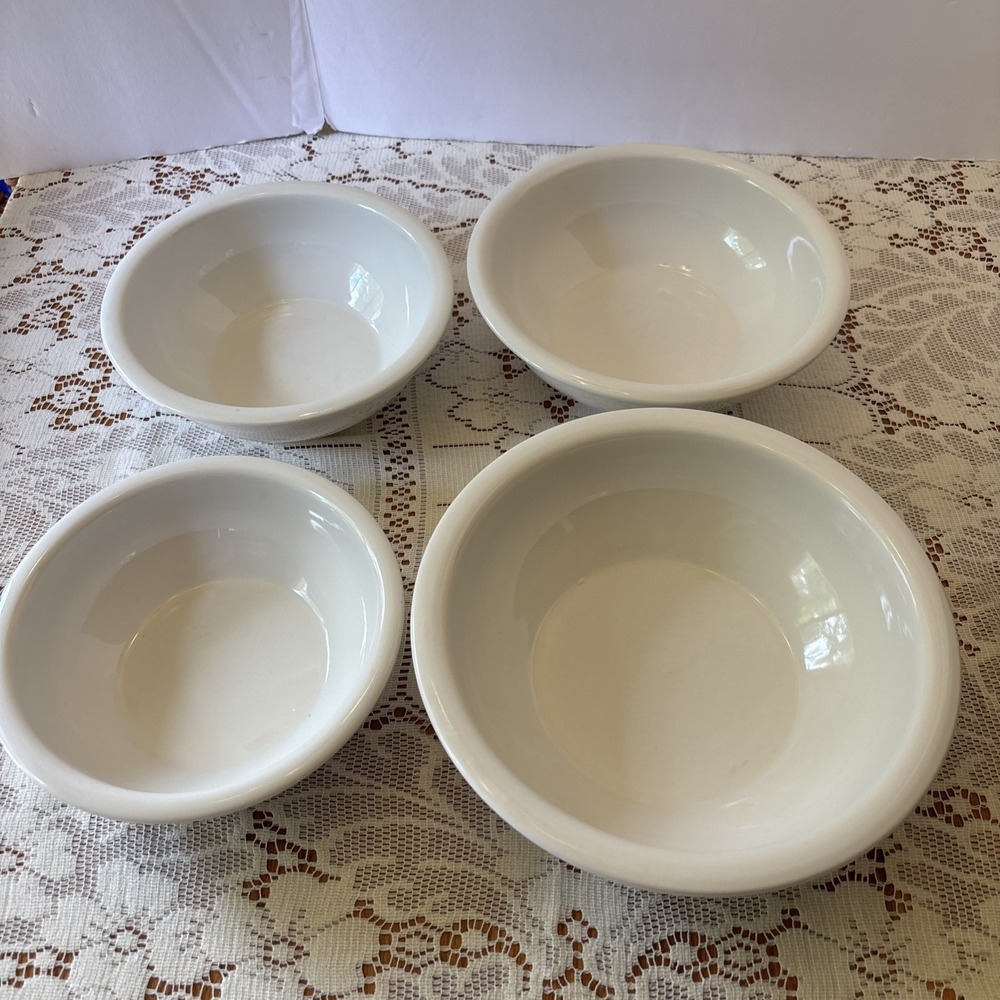 Pier 1 Imports White Glaze Nesting Mixing Bowls ~ Set of 4